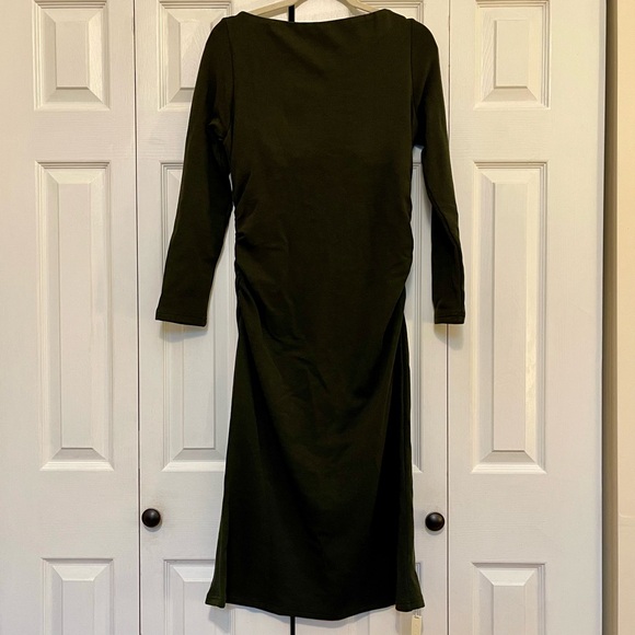 OGL Thermal Boatneck Ruched Sides Brain Midi Dress - Picture 11 of 11